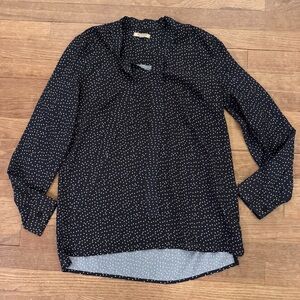 Acevog black white polkadot tie neck long sleeve blouse shirt top sz small
 b76
